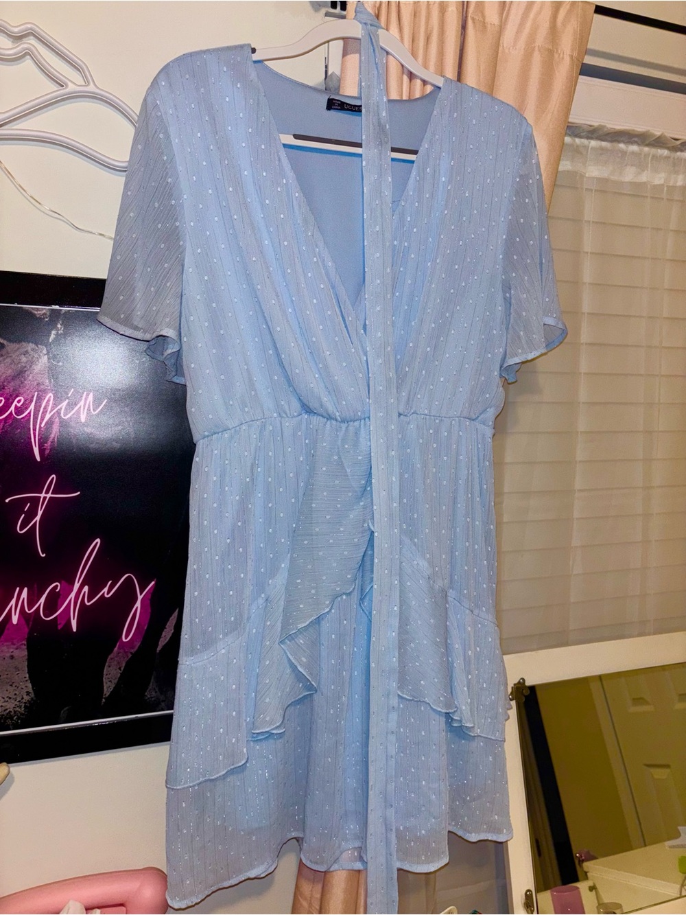 blue ruffle dress